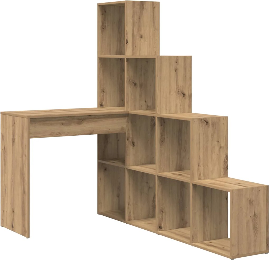 vidaXL Birou de colț cu raft Stejar Artizanal 101,5 x 149,5 x 149,5 cm