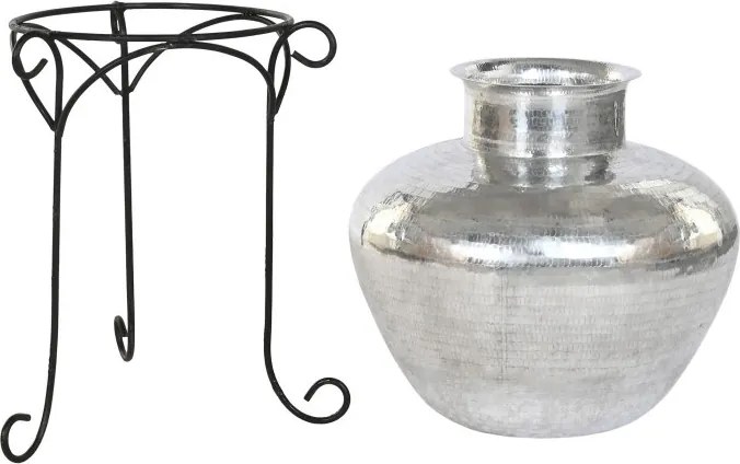 Vază decorativă, stil modern elegant, culoare argintiu, din aluminiu, „Silver”
