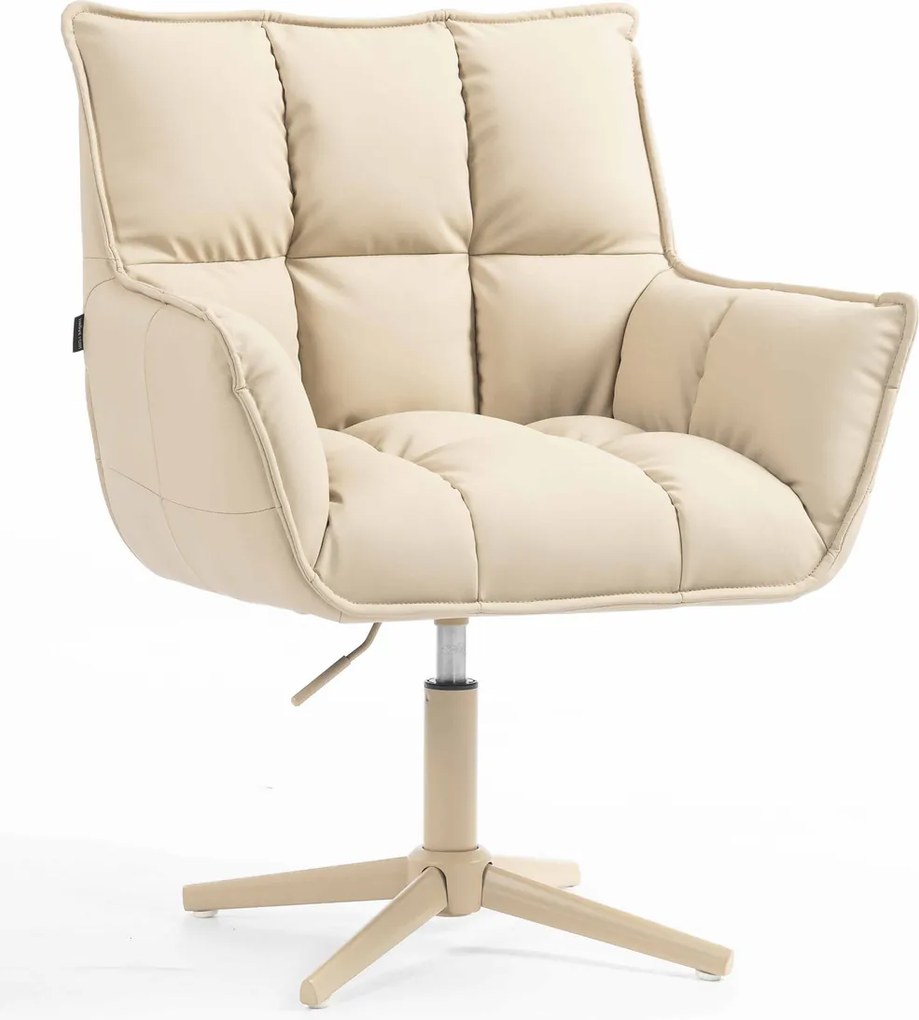 HR560CROSS Scaun Crem Piele Ecologica Premium Soft cu Bază Crem