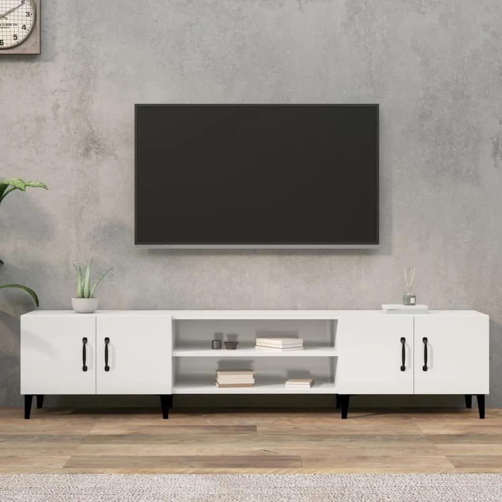 Comoda TV, alb extralucios, 180x31,5x40 cm, lemn prelucrat