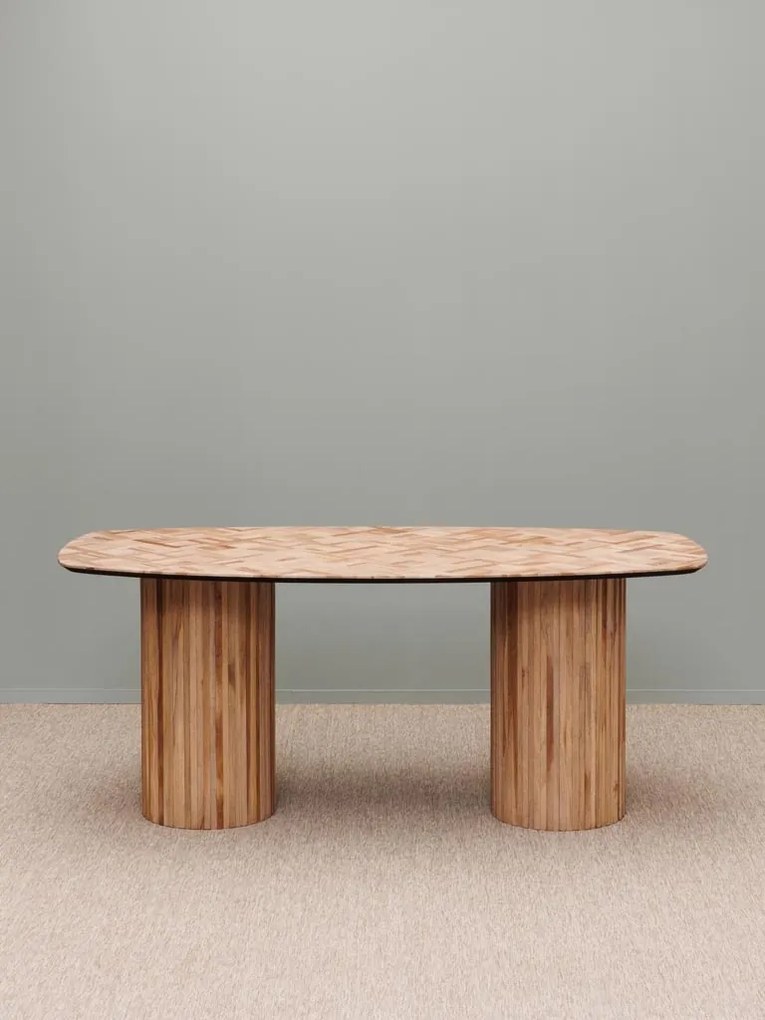 Masa dining, din lemn de tec reciclat, Alezan