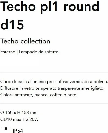 Plafoniera Exterior Techo pl1 round d15, Protectie IP54, Cafeniu