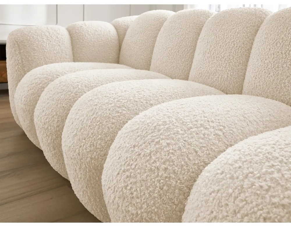 Canapea bej cu tapițerie din țesătură bouclé 232 cm Hippolyte – Bobochic Paris