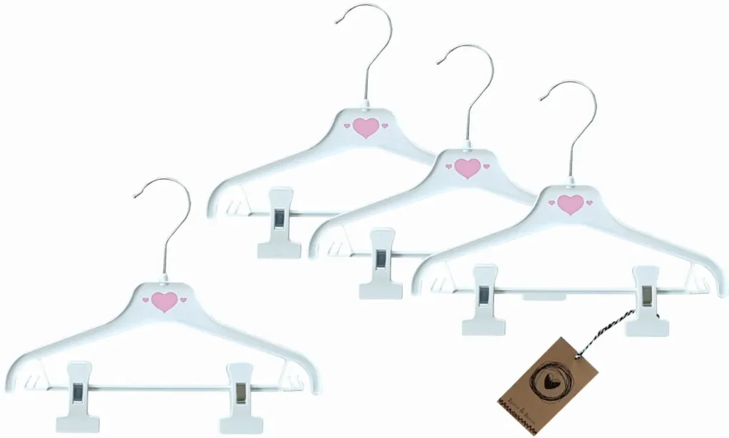 Z&amp;Z Set de 4 umerase pentru copii, Inima - alb/roz