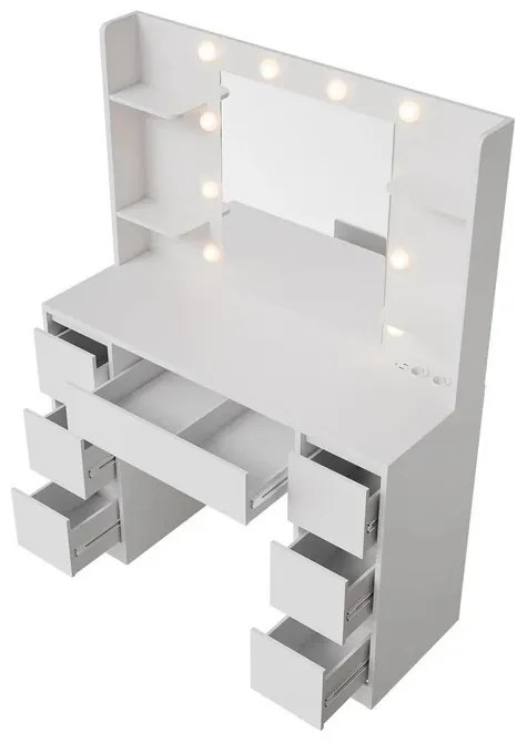 Juskys Masa de toaletă Malia cu iluminare LED - albă