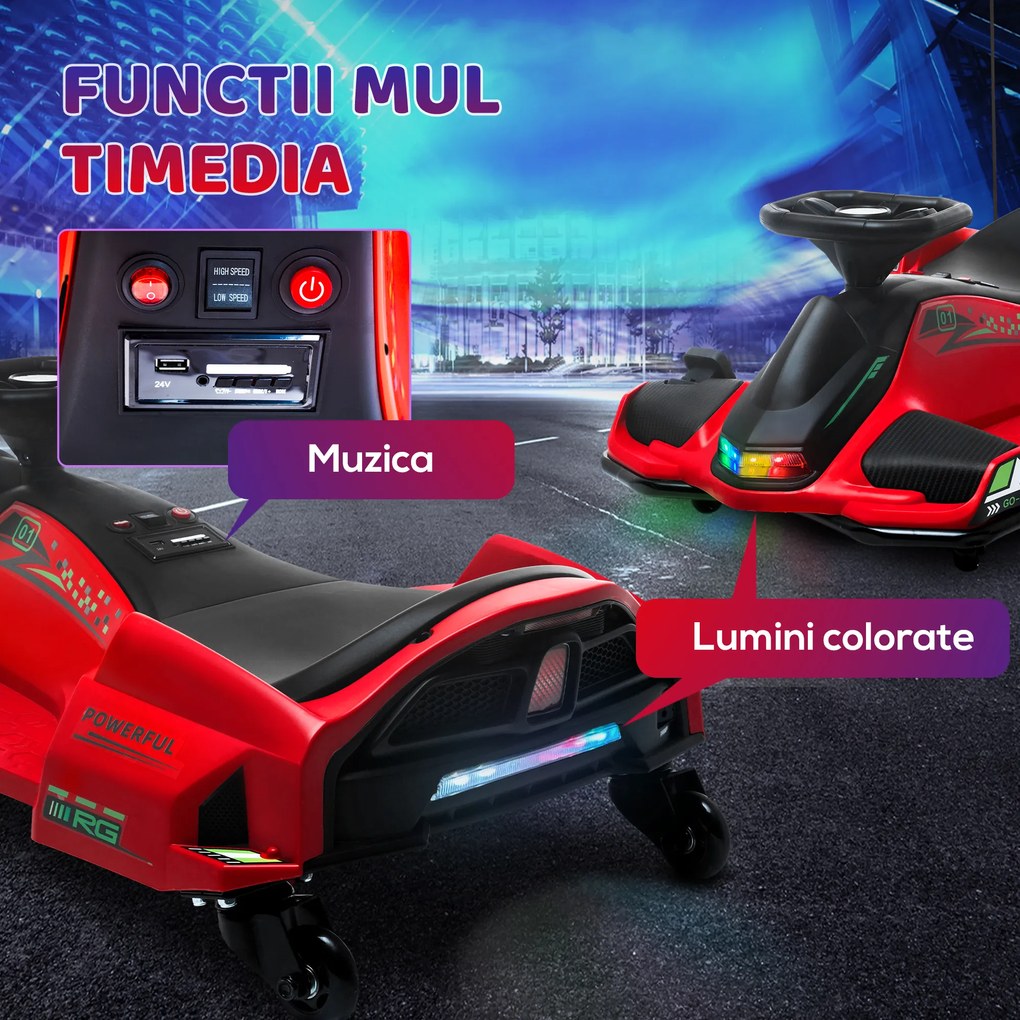 HOMCOM Kart Electric pentru Copii cu Pedale pentru Copii cu Pornire Lentă și Centură, 90x53x99 cm, Roșu | Aosom Romania