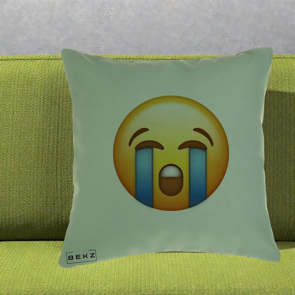 Perna Decorativa Emoji Plange, 40x40 cm, Verde, Husa Detasabila, Perna Inclusa, BEKZ®