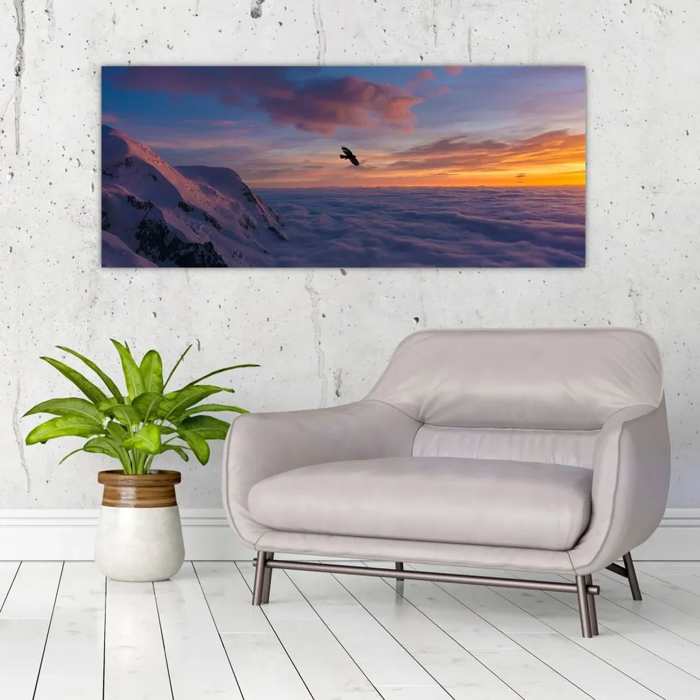 Tablou în apus de soare, Mont Blanc (120x50 cm), în 40 de alte dimensiuni noi