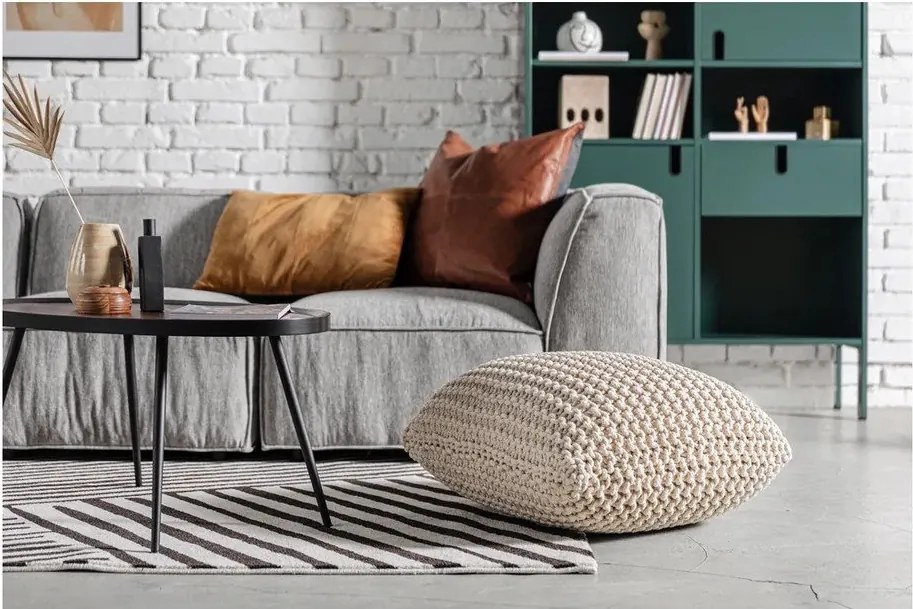 Taburet roșu cu tapițerie tricotată Knit – Bonami Essentials