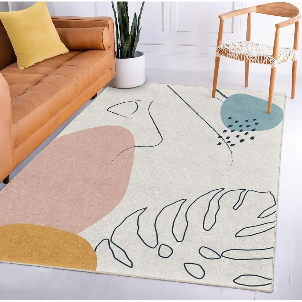 Covor crem lavabil 80x150 cm Abstract Shapes – Mila Home