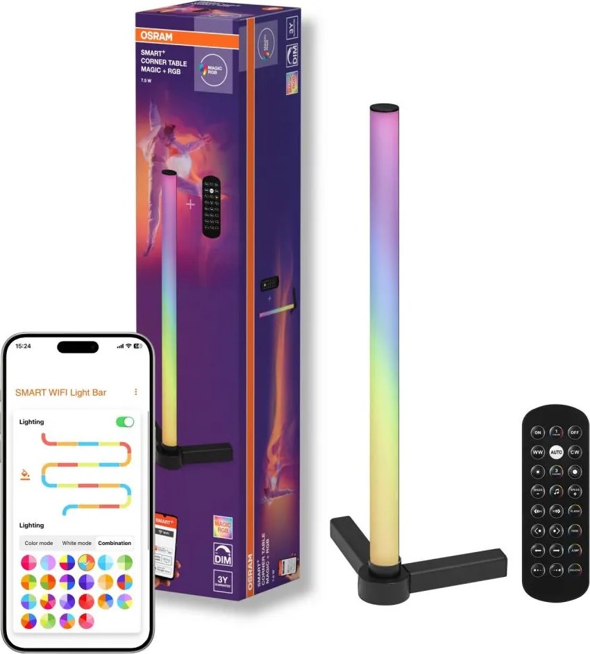 Osram - Lampă de masă LED RGBW dimmabilă SMART+ MAGIC LED/7,5W/230V neagră Wi-Fi + telecomandă
