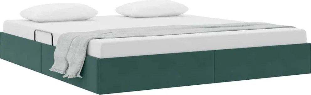 vidaXL Pat cu storage cu headboard Verde închis 160 x 200 cm Catifea