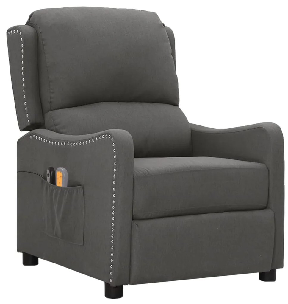3098758 vidaXL Fotoliu de masaj electric rabatabil, gri închis, textil
