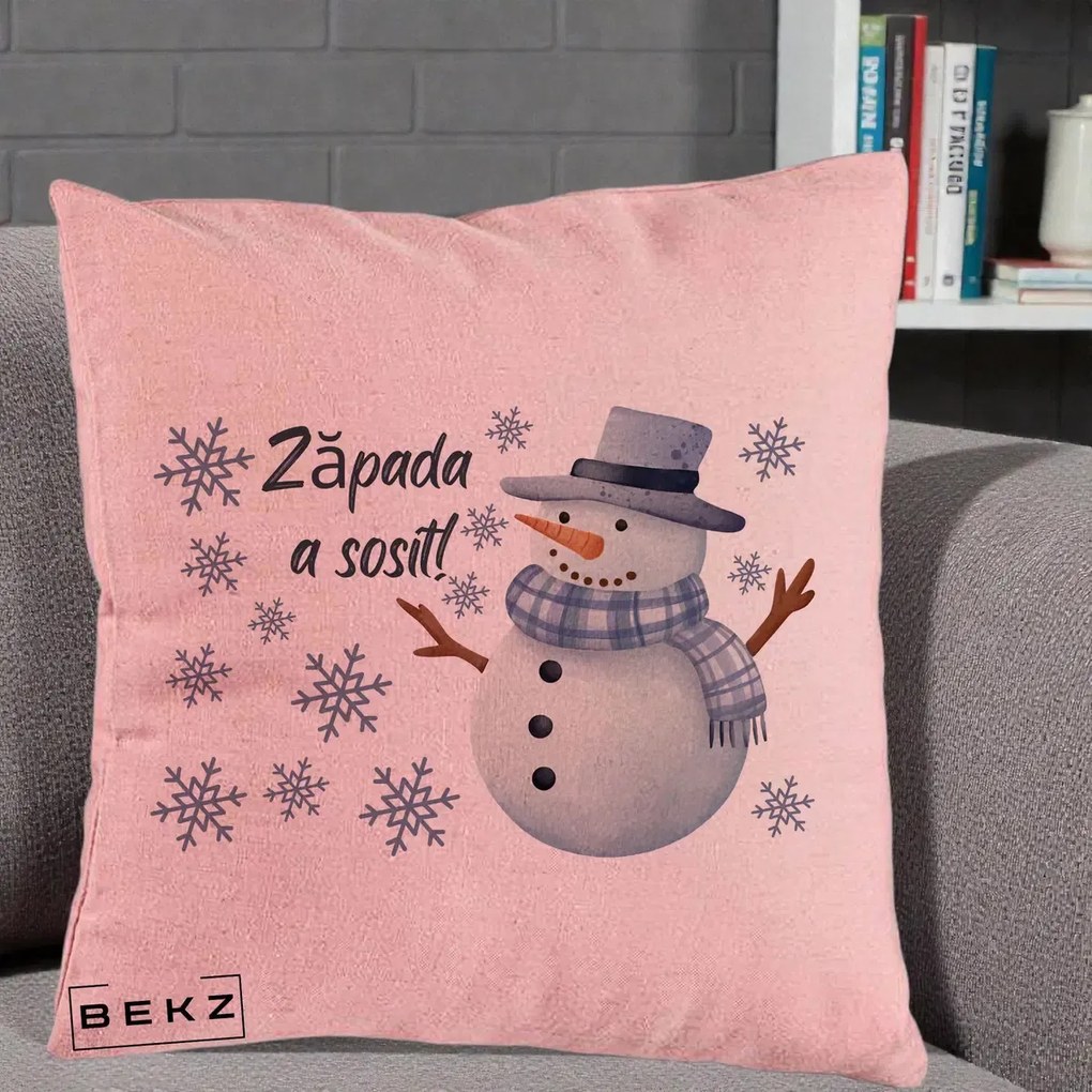 Perna Decorativa Zapada a Sosit Om de Zapada, 40x40 cm, Roz, Husa Detasabila, Perna Inclusa, BEKZ®