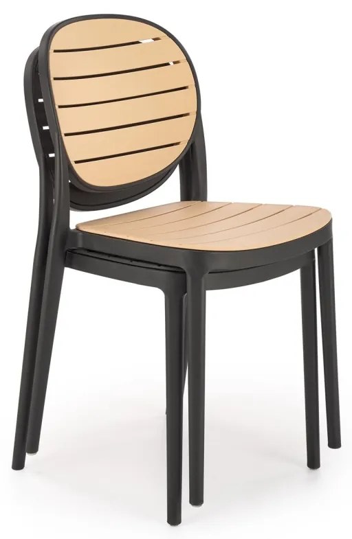 Scaun plastic K529 negru/natur