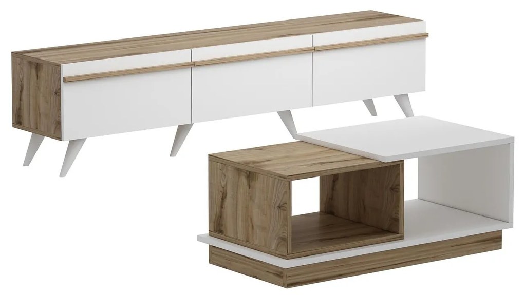 Mobilier living Vegas (Alb + Stejar zafir). 1088750