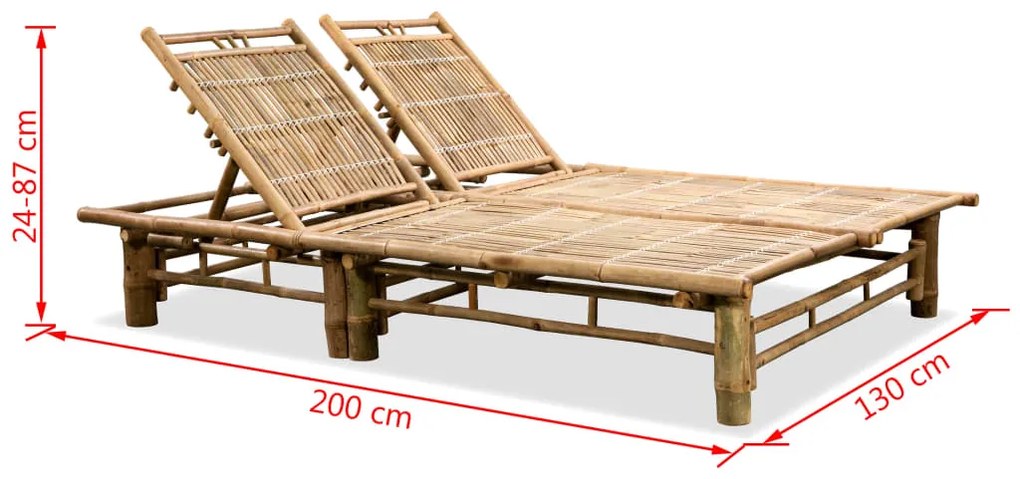 Sezlong de plaja pentru 2 persoane, bambus