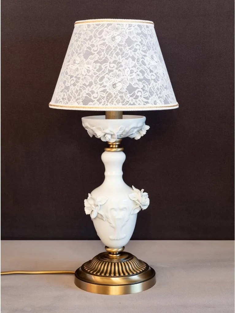 Veioza design italian din alama si portelan alb 9962