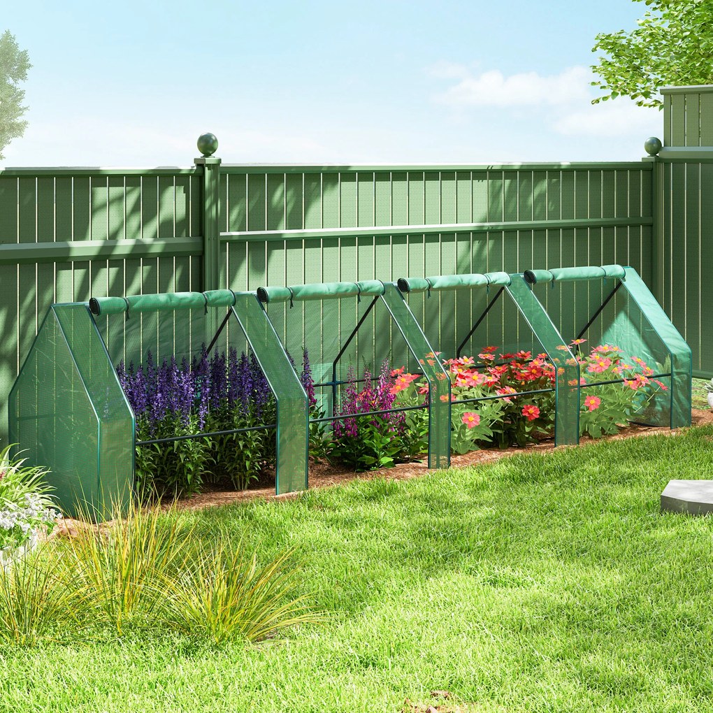 Outsunny Mini Seră Portable Tunel pentru Creșterea Plantelor și Florilor cu Uși Rulabile cu Fermoar, Verde | Aosom Romania