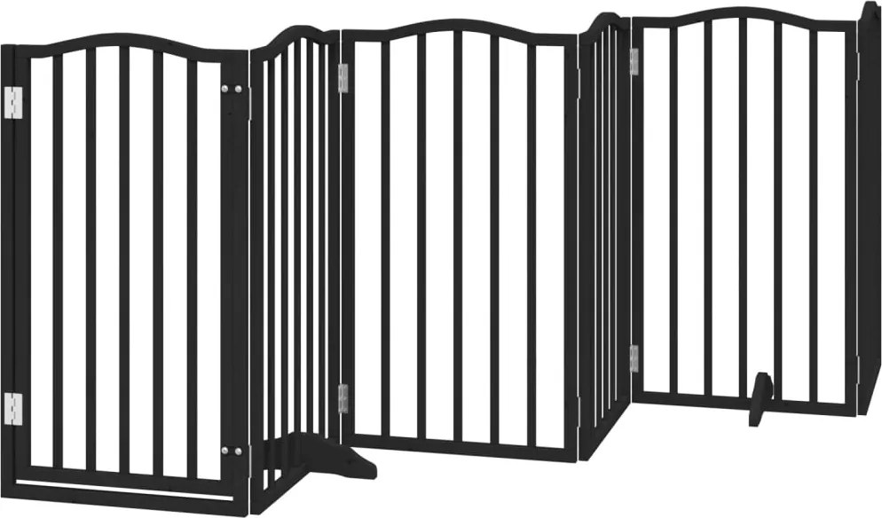 vidaXL Poartă câini pliabilă cu ușă 6 panouri negru, 300 cm, lemn plop