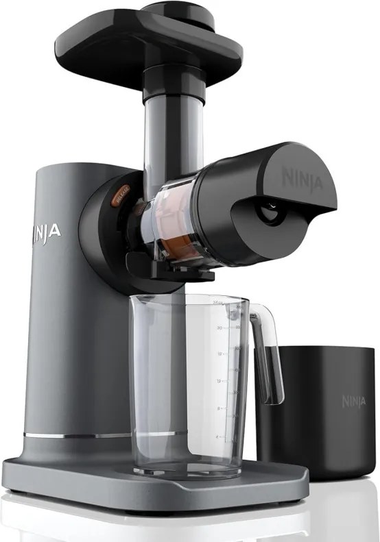 Storcator de fructe 3in1 Ninja NeverClog JC152EU, 150 W, 700 ml, Presare la rece, Taiere, Razuire, Filtre pentru pulpa, Gri