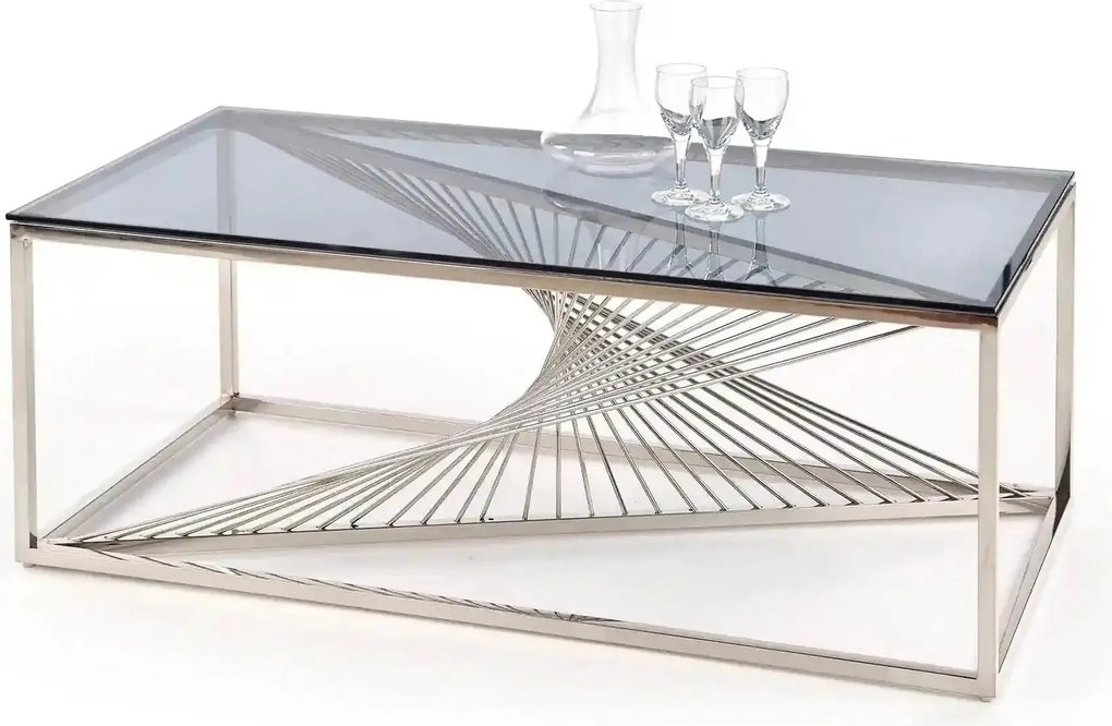 Masuta cafea INFINITY, transparent/argintiu, sticla/otel inoxidabil, 1