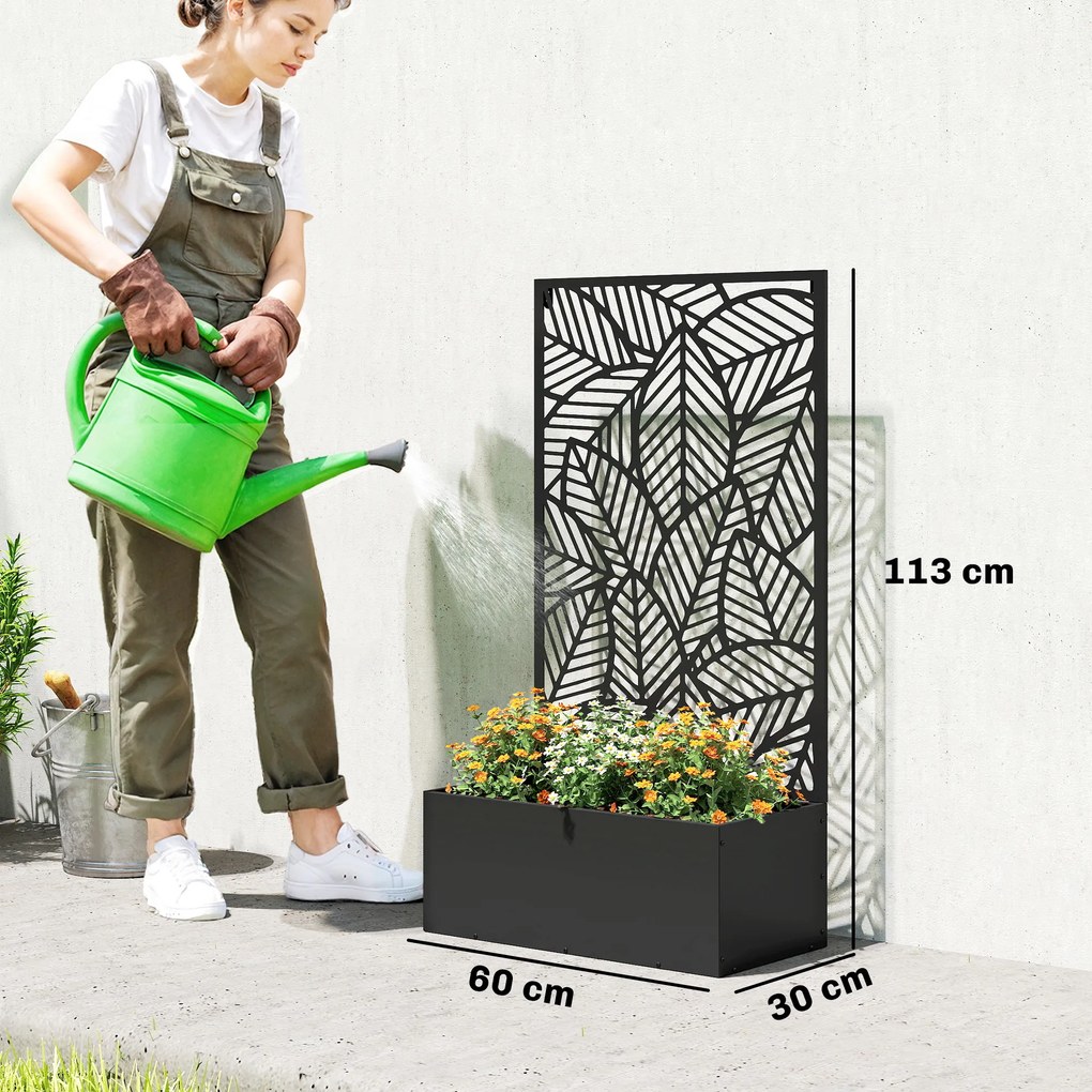 Outsunny Pat înălțat din metal cu spalier pentru plante cățărătoare, independent sau pentru montare pe perete | Aosom Romania