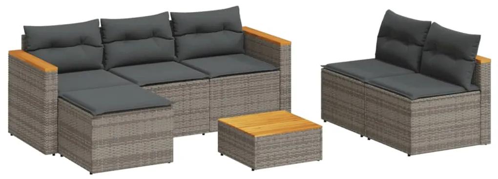 3213538 vidaXL Set canapea de grădină cu perne, 5 piese, poliratan/lemn acacia