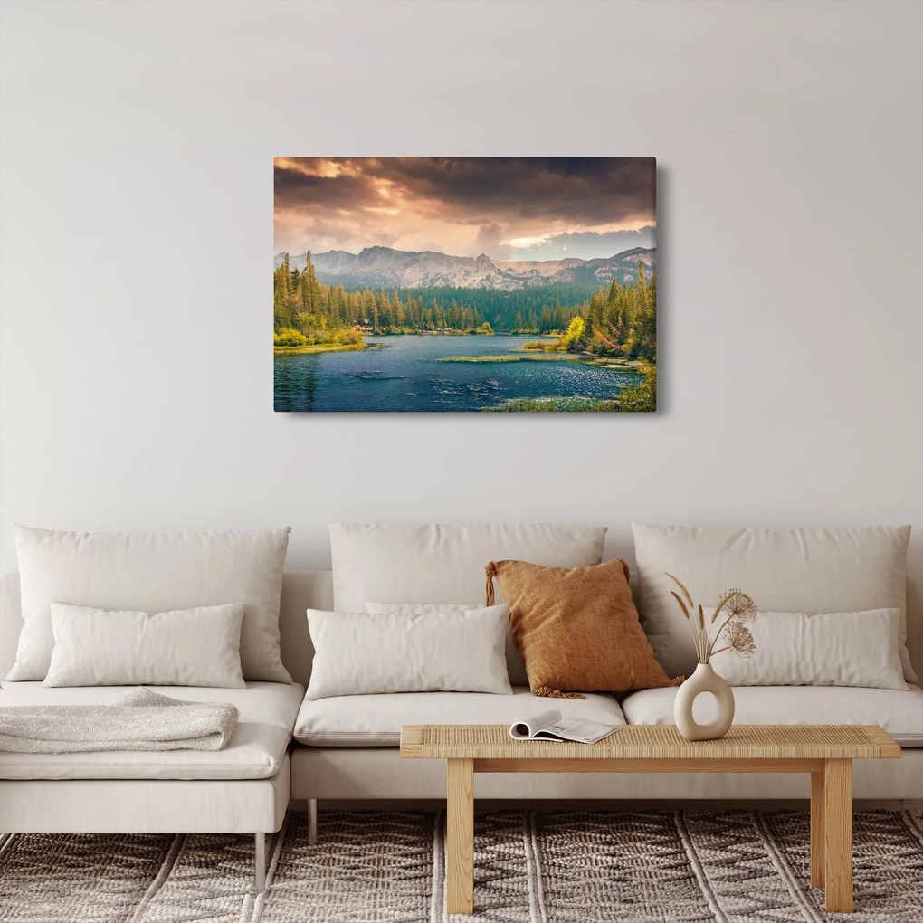 Tablou cu râu montan și munți (90x60 cm)