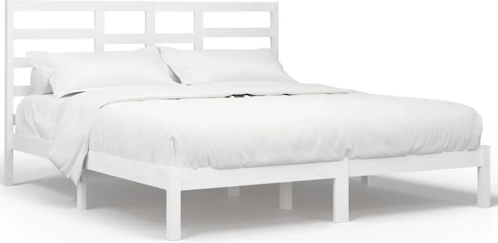 vidaXL Cadru de pat, alb, 200x200 cm, lemn masiv