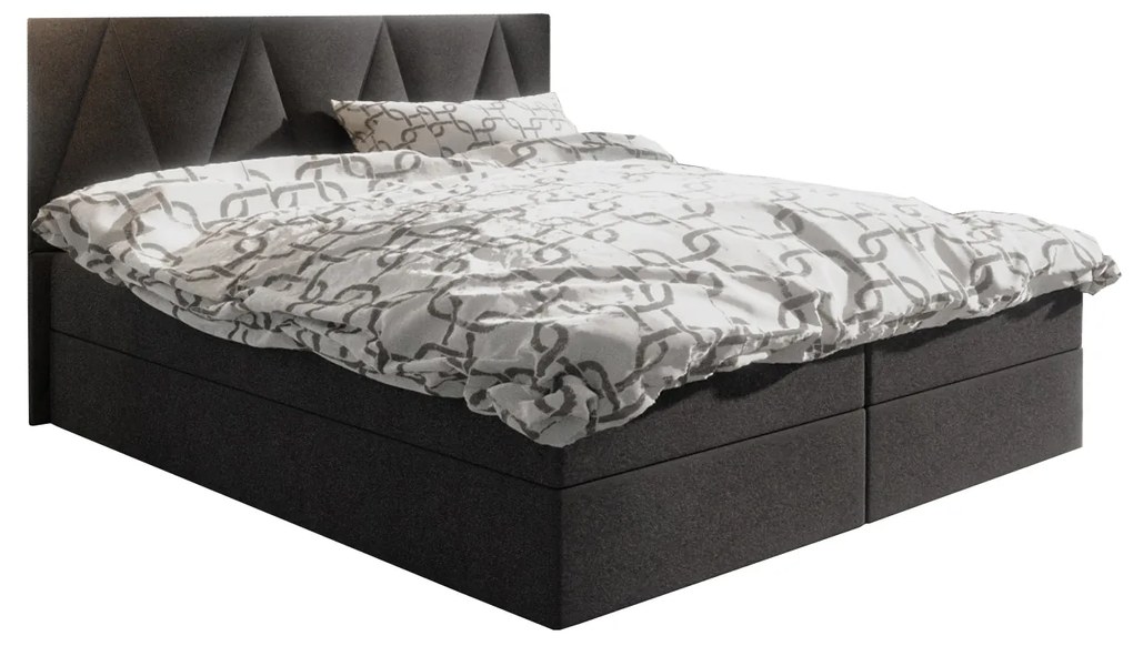 Pat matrimonial Boxspring 140 cm Fade 3 (negru) ( cu saltea și sp. depozitare). 1046505