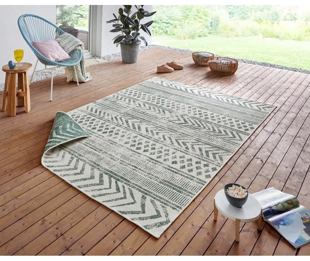 Covor adecvat pentru exterior NORTHRUGS Biri, 120 x 170 cm, verde-crem