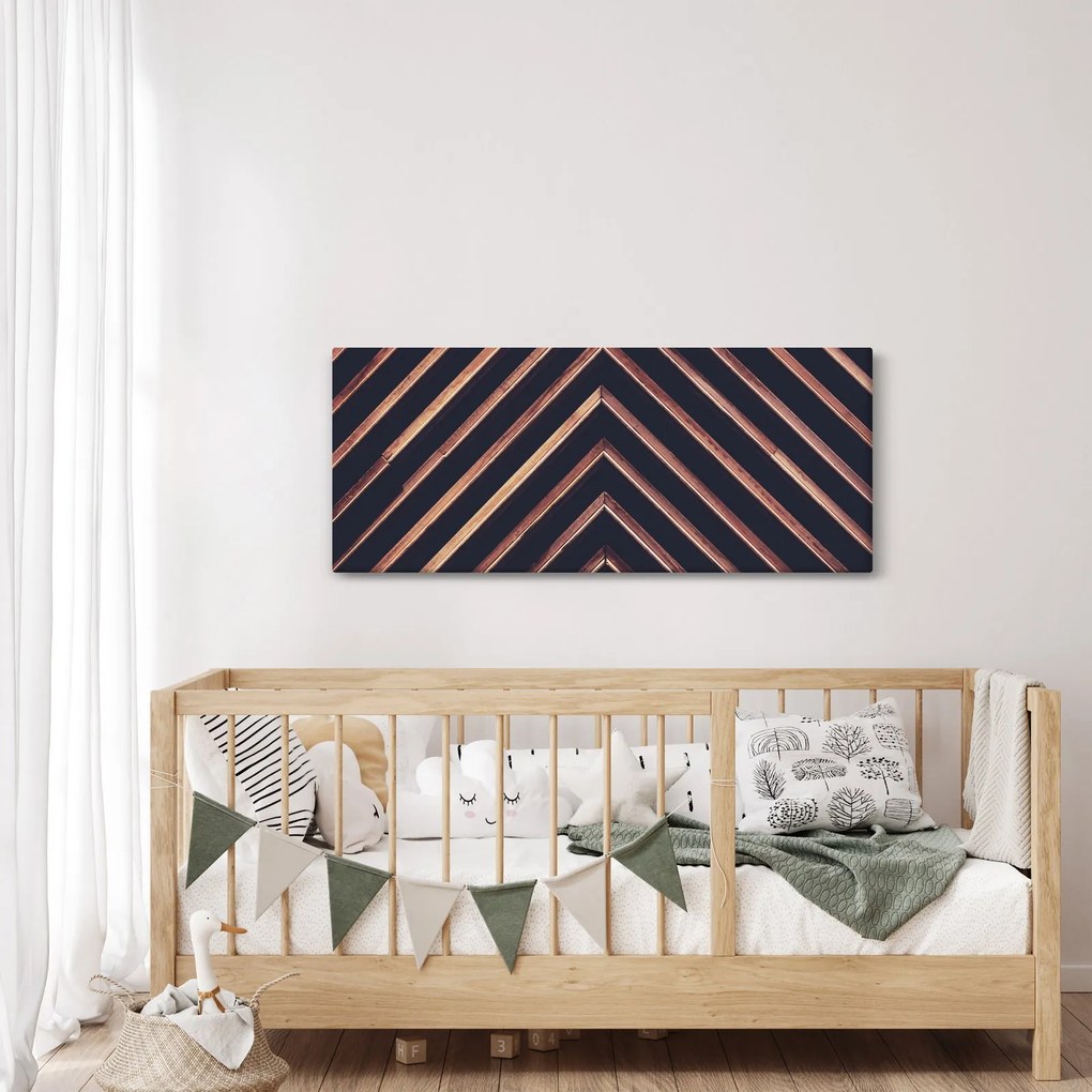 Tablou - Motiv de lemn pe fond negru (120x50 cm)