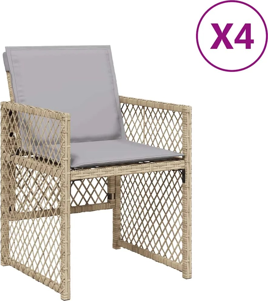vidaXL Fotolii de grădină cu perne, 4 buc., bej combinat, poliratan