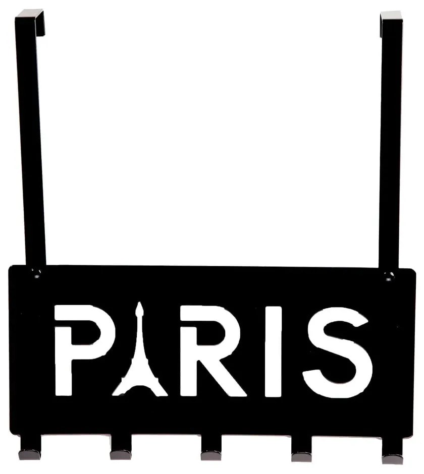 Cuier pentru ușă Compactor Paris, 5 cârlige, negru