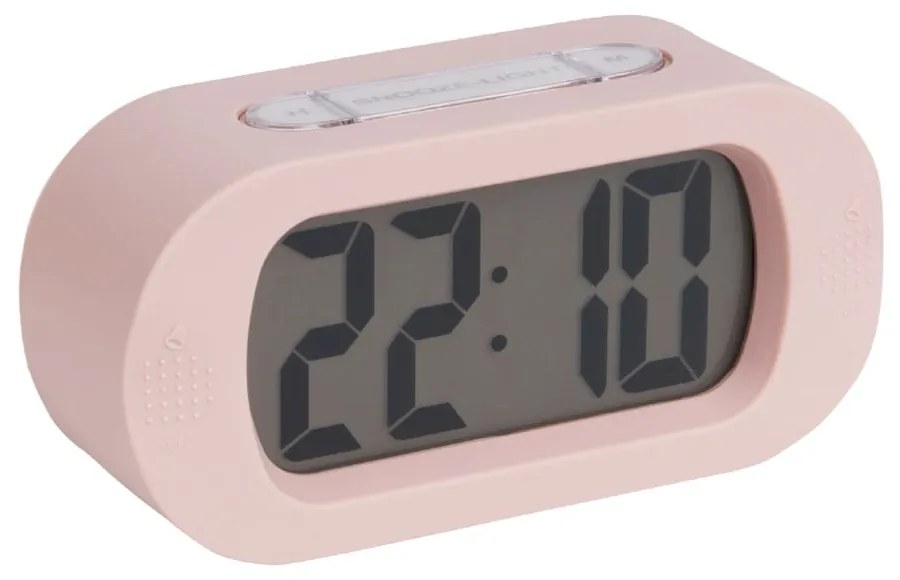 Ceas cauciucat cu alarmă Karlsson Gummy, roz deschis