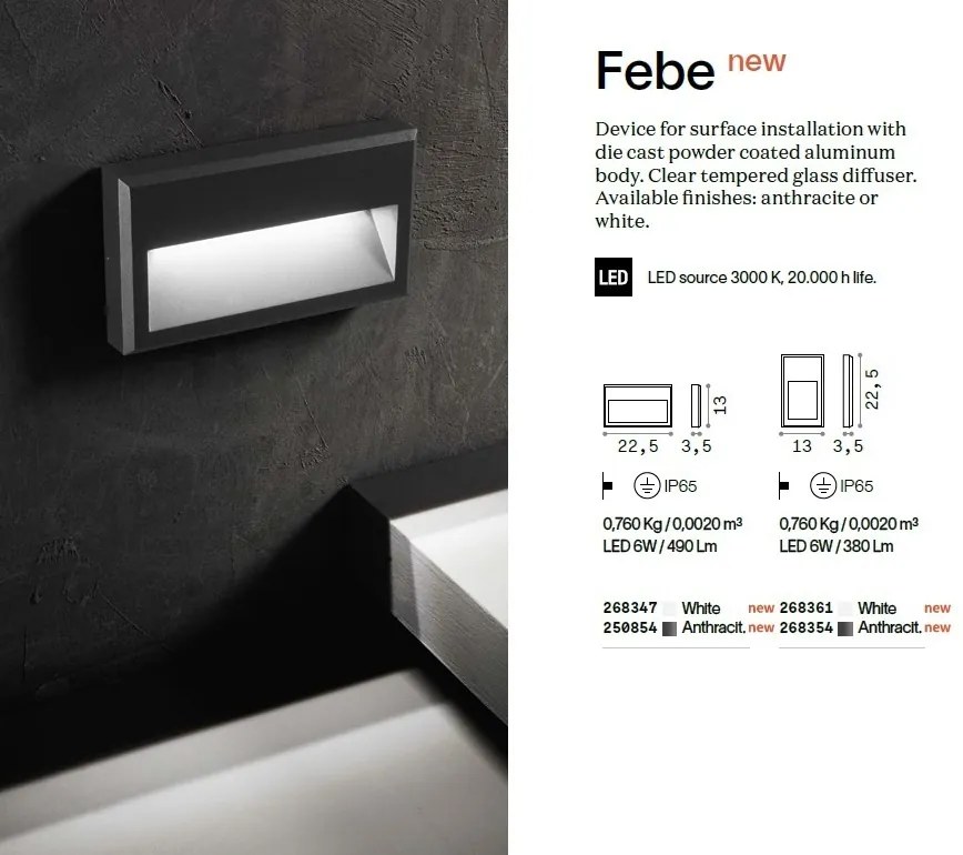 Spot LED aplicat iluminat ambiental exterior IP65 FEBE-1 AP antracit