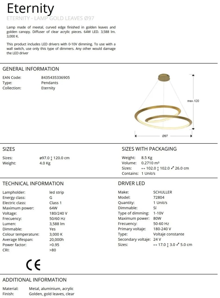 Lustra LED suspendata design modern Eternity 97cm