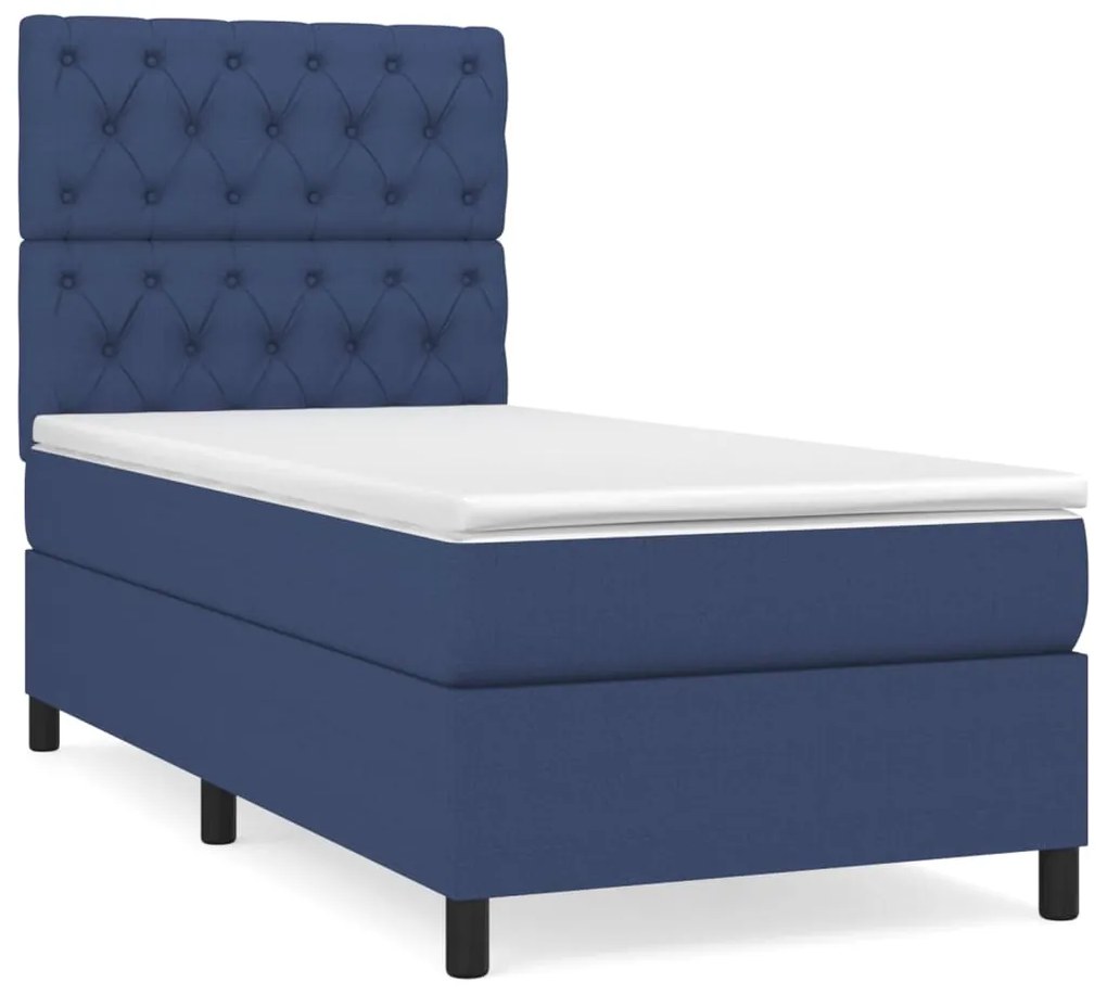 3141975 vidaXL Pat box spring cu saltea, albastru, 80x200 cm, textil