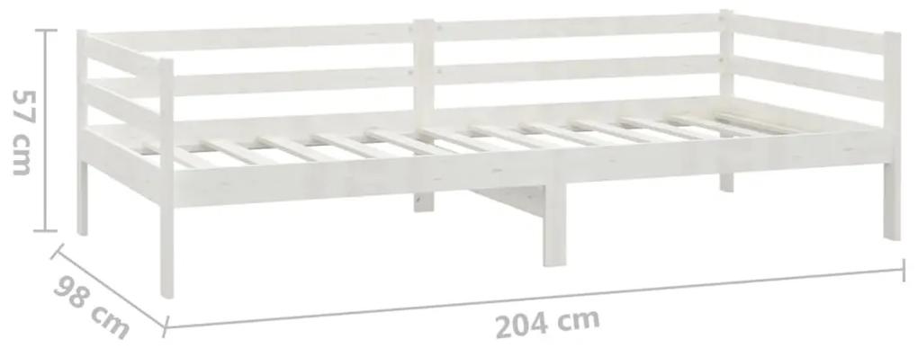Pat de zi, alb, 90 x 200 cm, lemn masiv de pin Alb