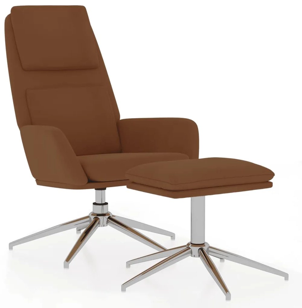 3097779 vidaXL Scaun de relaxare cu taburet, maro, țesătură microfibră