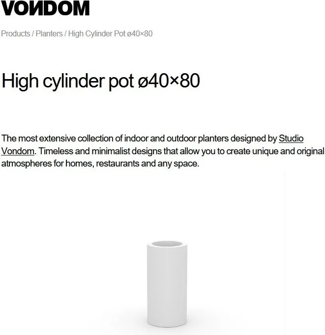 Ghiveci plante design decorativ modern exterior / interior CYLINDER POT 40x80cm