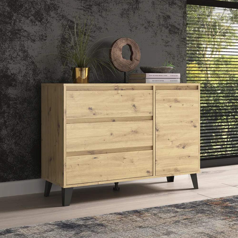 Comoda BOGAN 1D3S, stejar artisan