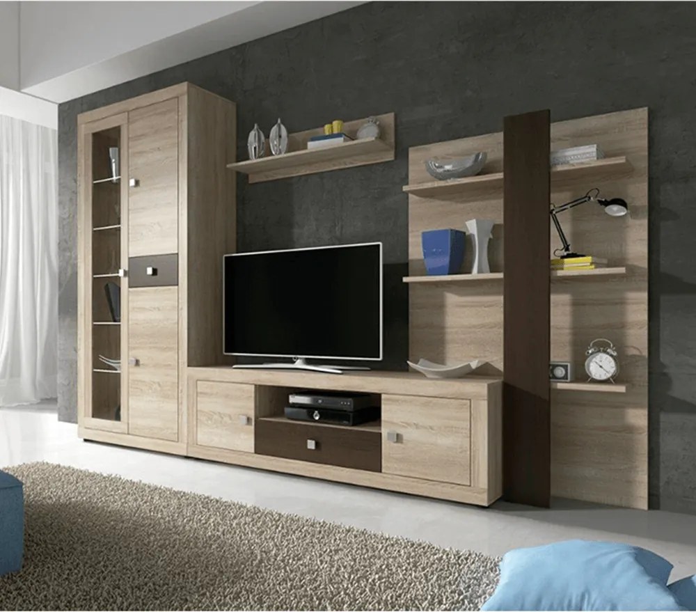Mobilier living, stejar sonoma/maro lavă foarte mat, BURGAS