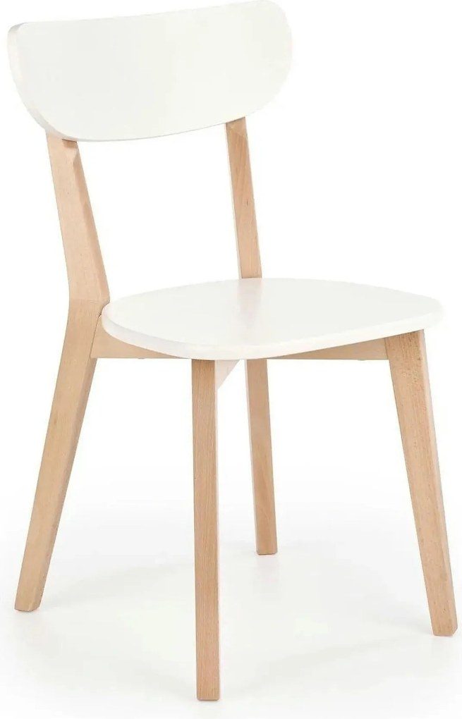 Scaun BUGGI, alb/stejar, lemn de fag, 45X50X81 CM
