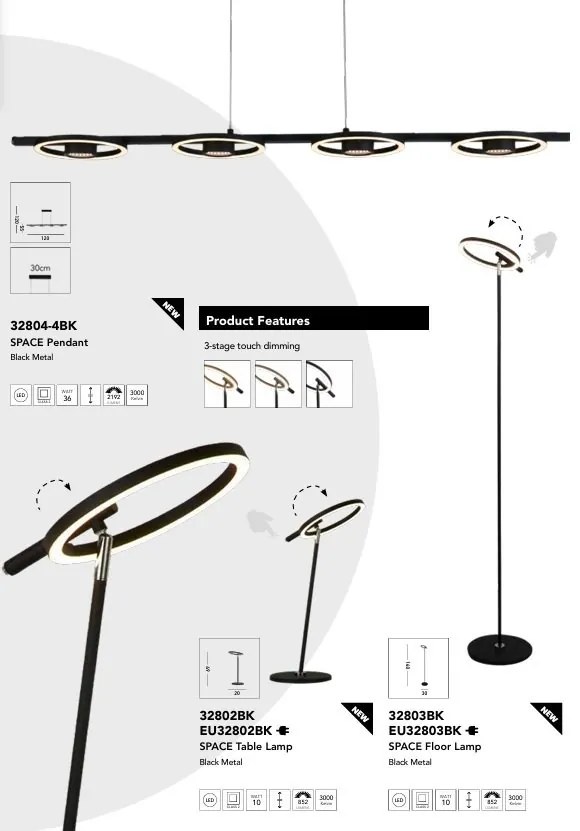 Lampadar, Lampa de podea LED stil modern Space