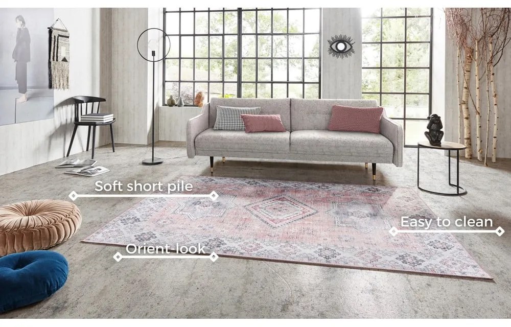 Covor Nouristan Gratia, 120 x 160 cm, roz deschis