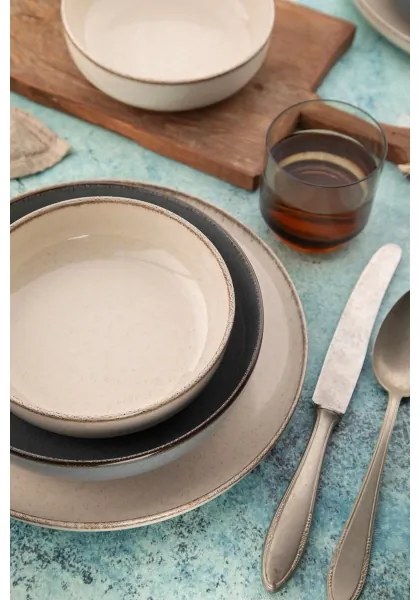 Set de veselă 16 piese, porțelan, bej/albastru