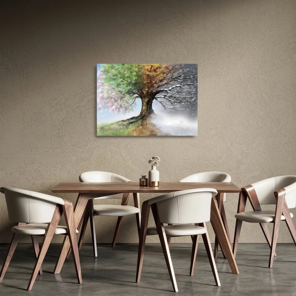 Tablou pe sticlă - Arborele celor patru anotimpuri (70x50 cm)