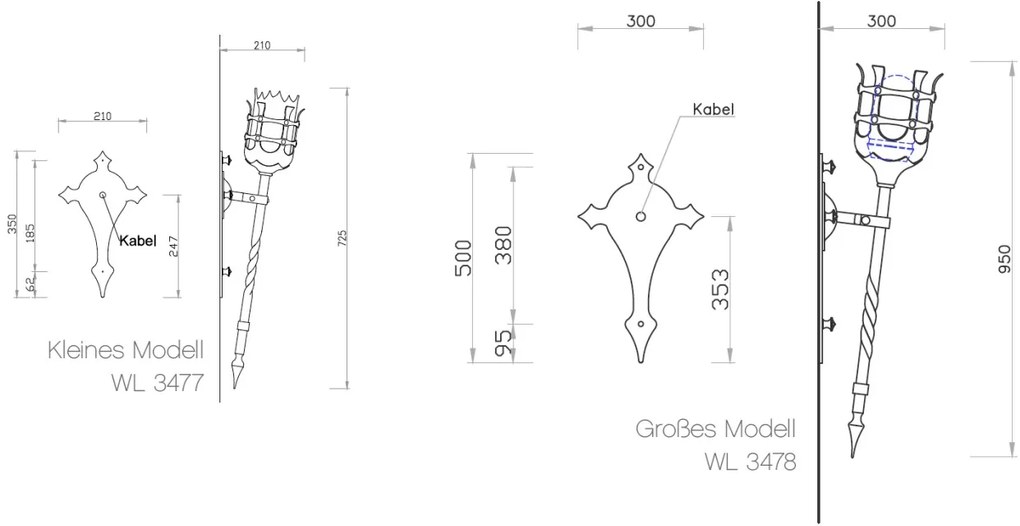Aplica pentru interior/ Torta din fier forjat realizat manual in stil gotic WL 3477